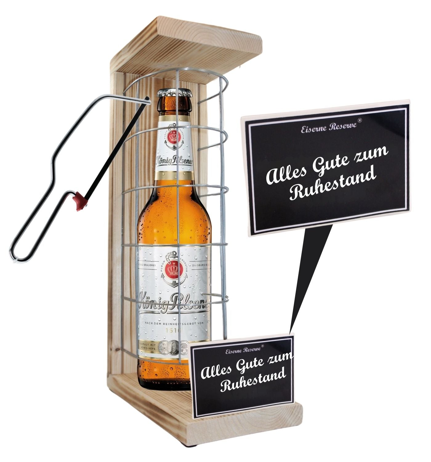 König Pilsener - Alles Gute zum wohlverdienten Ruhestand - Eiserne Reserve Gitterkäfig Bier Geschenk zum Ruhestand