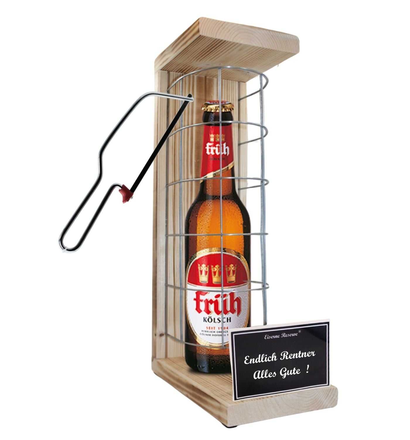 Früh Kölsch- Endlich Rentner Alles Gute - Eiserne Reserve Gitterkäfig Bier Geschenk zum Ruhestand