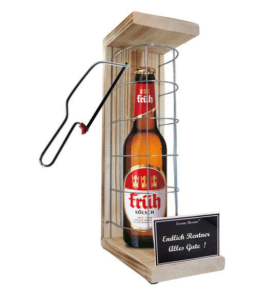Früh Kölsch- Endlich Rentner Alles Gute - Eiserne Reserve Gitterkäfig Bier Geschenk zum Ruhestand