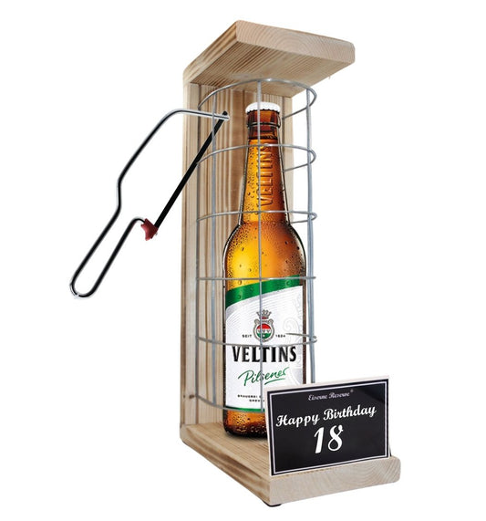 Veltins Pilsener - 18 Happy Birthday - Eiserne Reserve Gitterkäfig Bier Geschenk 18. Geburtstag