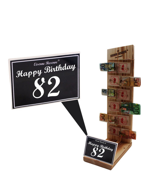 82 Happy Birthday - Eiserne Reserve Mausefalle Premium 6er Geldgeschenk 82. Geburtstag