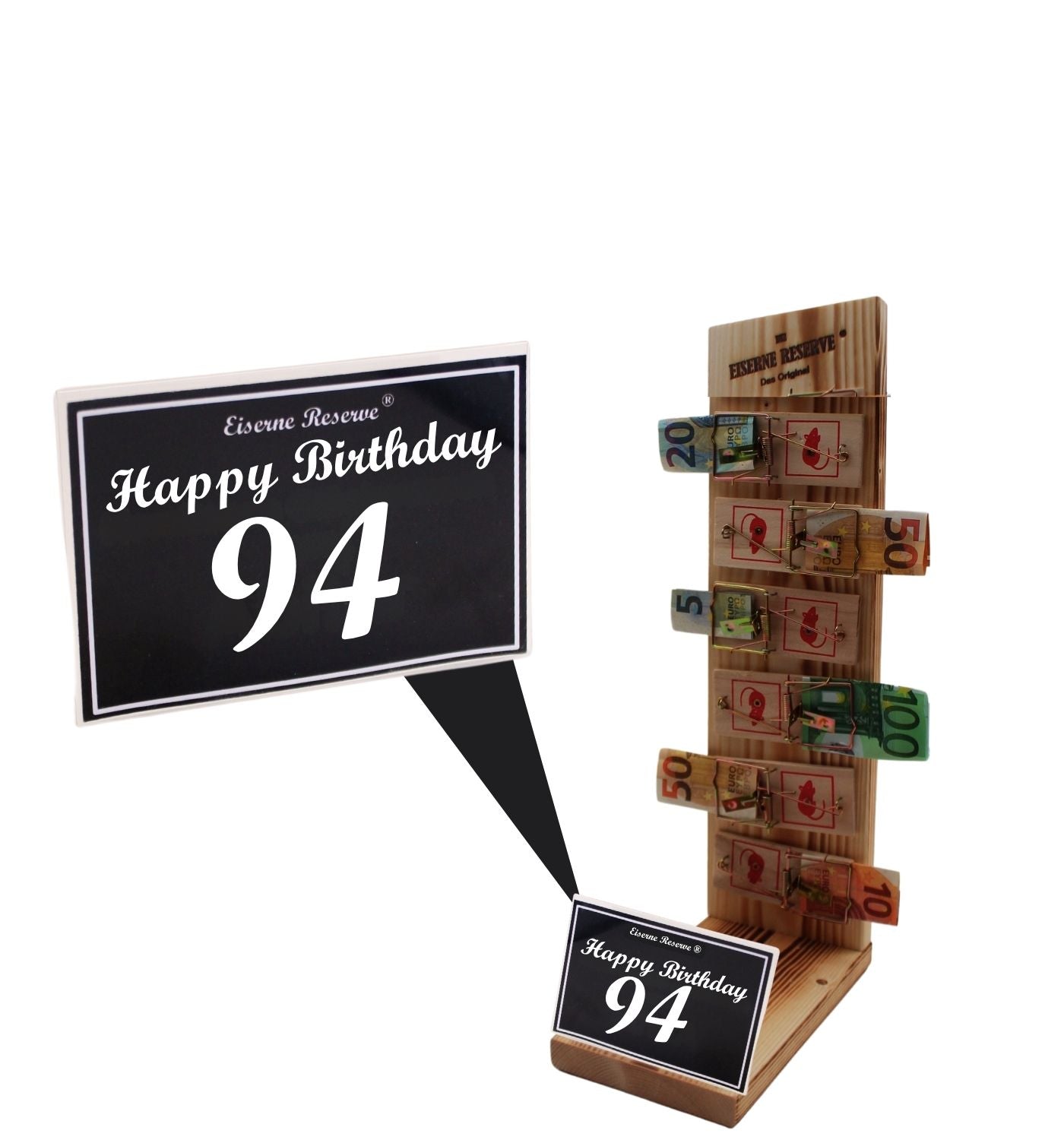 94 Happy Birthday - Eiserne Reserve Mausefalle Premium 6er Geldgeschenk 94. Geburtstag
