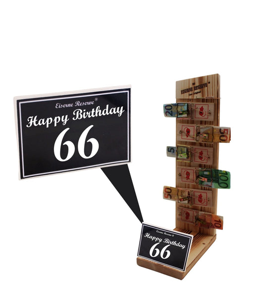 66 Happy Birthday - Eiserne Reserve Mausefalle Premium 6er Geldgeschenk 66. Geburtstag