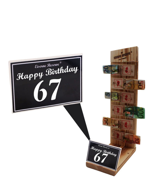 67 Happy Birthday - Eiserne Reserve Mausefalle Premium 6er Geldgeschenk 67. Geburtstag