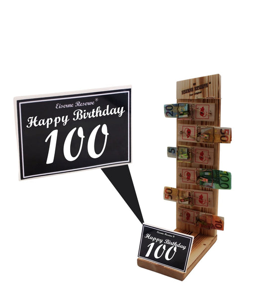 100 Happy Birthday - Eiserne Reserve Mausefalle Premium 6er Geldgeschenk 100. Geburtstag