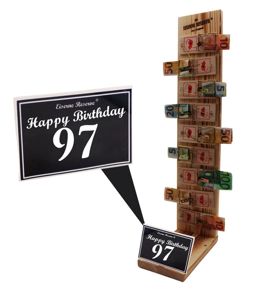 97 Happy Birthday - Eiserne Reserve Mausefalle Deluxe 9er Geldgeschenk 97. Geburtstag