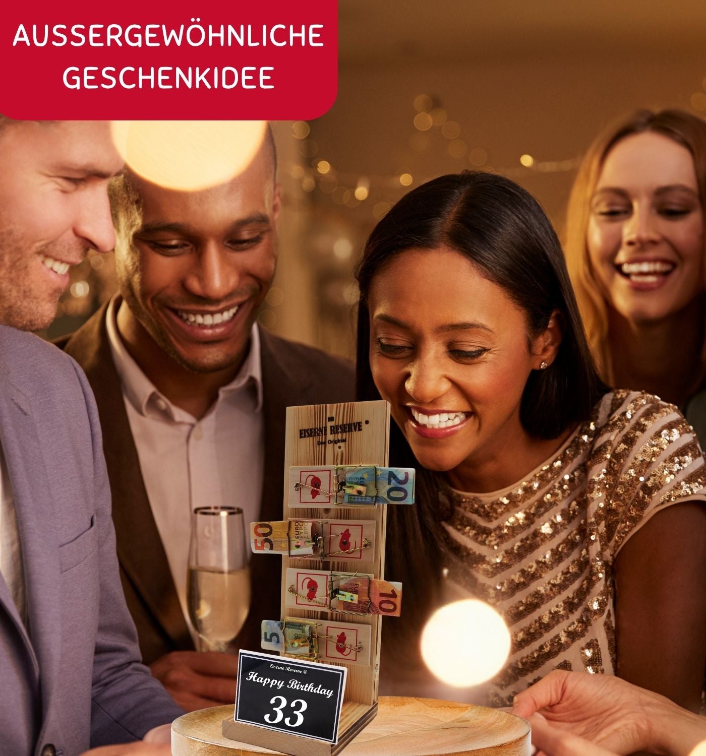 33 Happy Birthday - Eiserne Reserve Mausefalle Geldgeschenk 33. Geburtstag