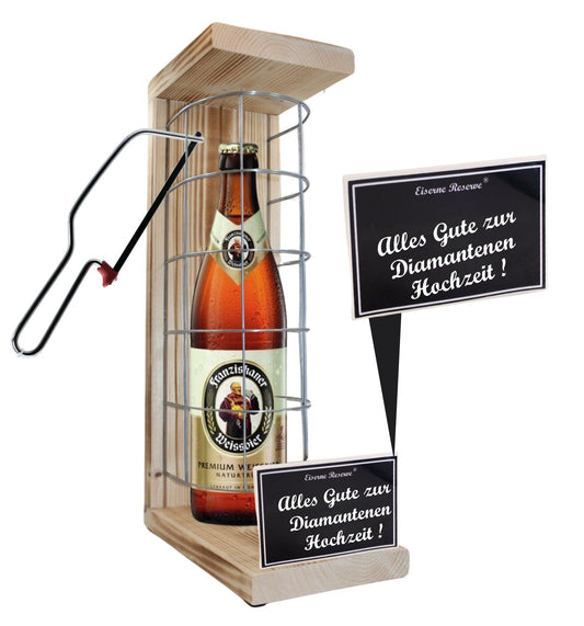 Franziskaner Weissbier-Alles Gute zur Diamantenen Hochzeit - Eiserne Reserve Gitterkäfig Bier Geschenk zur Diamantenen Hochzeit