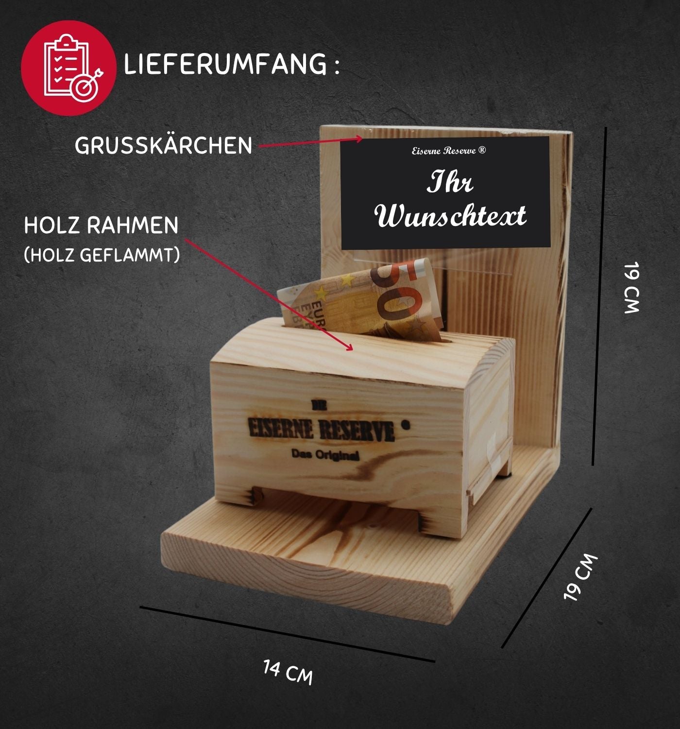 Alles Gute zur Diamantenen Hochzeit- Eiserne Reserve Geldbox - Geldgeschenk - Geld verschenken