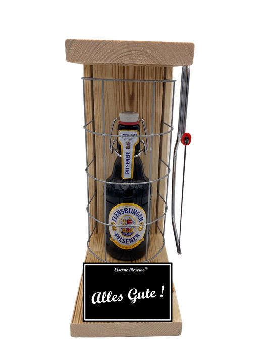 Flensburger Pilsener Eiserne Reserve Gitterkäfig Geschenk Alles Gute