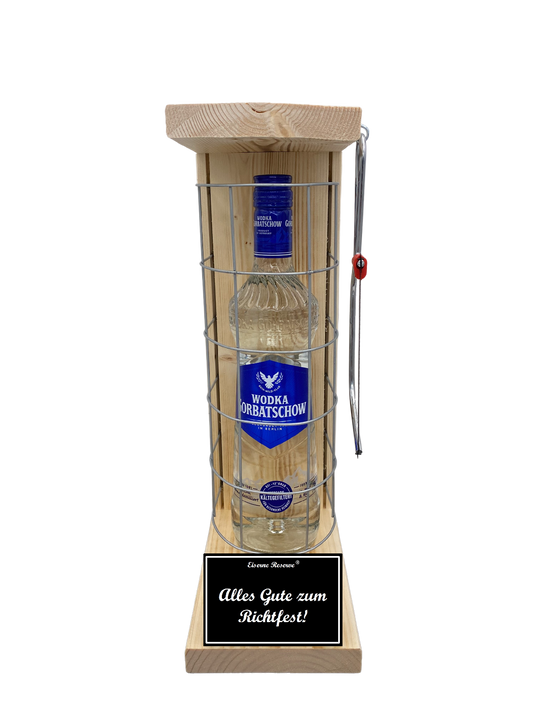 Wodka Eiserne Reserve Gitterkäfig Geschenk zum Richtfest