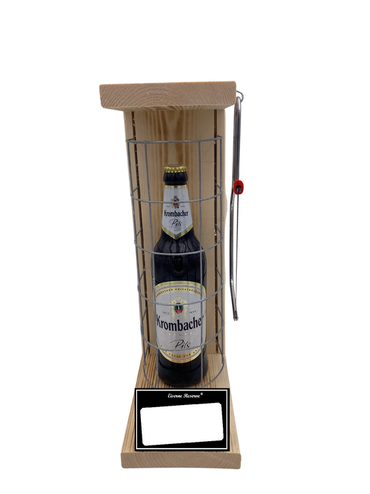 Krombacher Pils Eiserne Reserve Gitterkäfig Geschenk mit eigenem Text