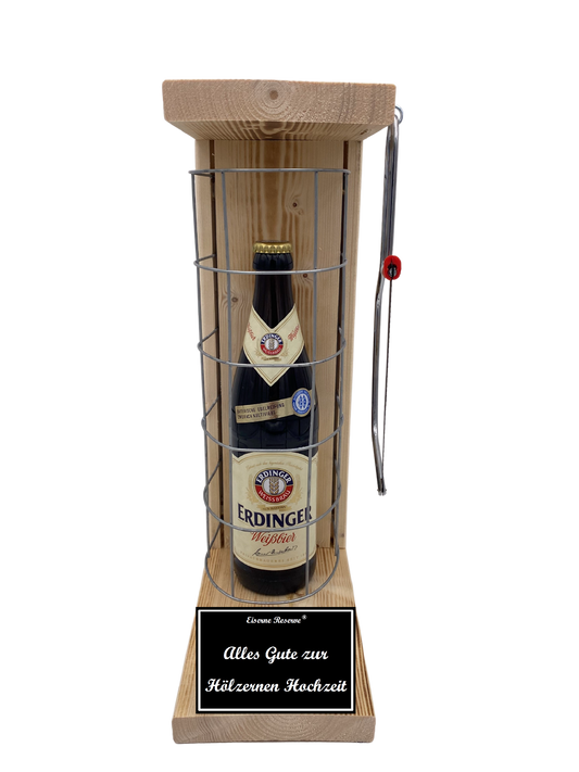 Erdinger WeißBier Eiserne Reserve Gitterkäfig Geschenk zur Hölzernen Hochzeit