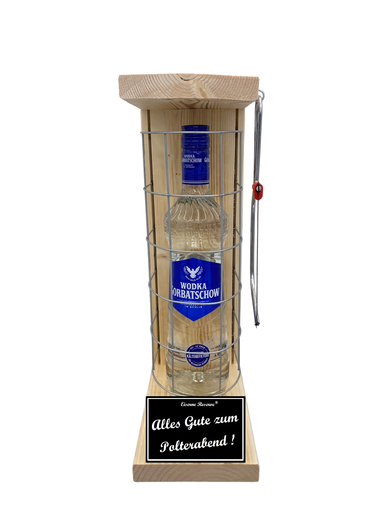 Wodka Eiserne Reserve Gitterkäfig Geschenk zum Polterabend
