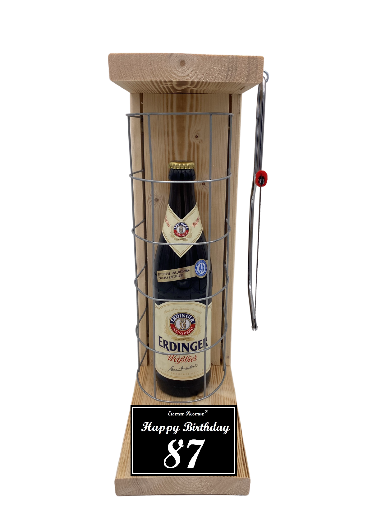 Erdinger Bier Geschenk zum 87 Geburtstag - Eiserne Reserve Gitterkäfig