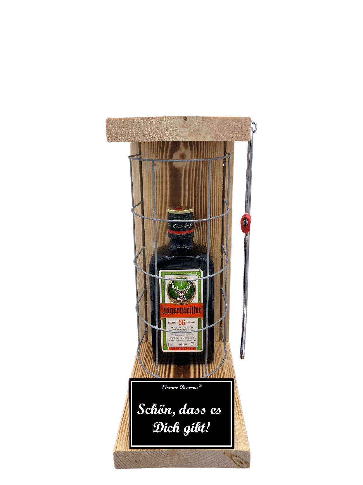 Jägermeister Eiserne Reserve Gitterkäfig Geschenk Schön, dass es Dich gibt