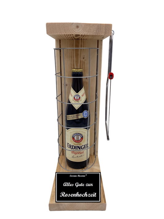 Erdinger Weißbier Eiserne Reserve Gitterkäfig Geschenk zur Rosenhochzeit