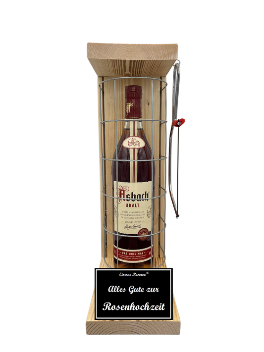 Asbach Uralt Eiserne Reserve Gitterkäfig Geschenk zur Rosenhochzeit