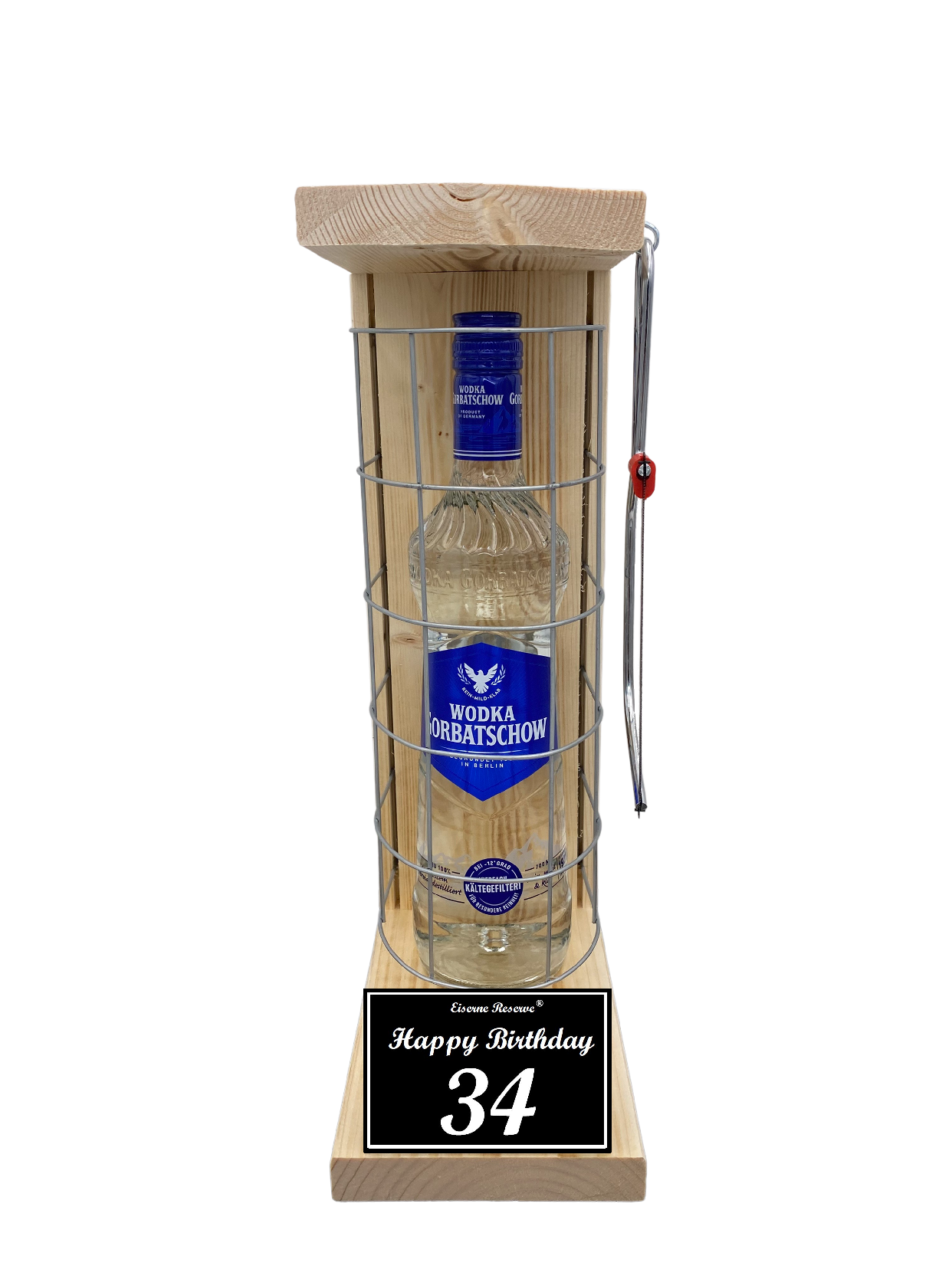 Wodka Geschenk zum 34 Geburtstag - Eiserne Reserve Gitterkäfig