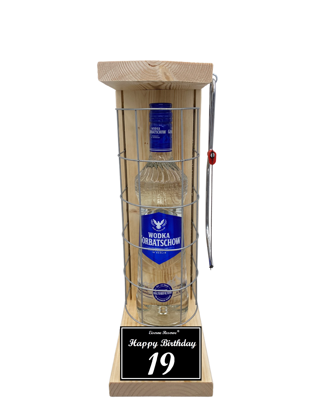 Wodka Geschenk zum 19 Geburtstag - Eiserne Reserve Gitterkäfig
