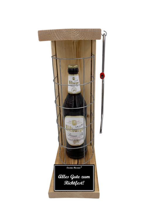 Bitburger Pils Eiserne Reserve Gitterkäfig Geschenk zum Richtfest