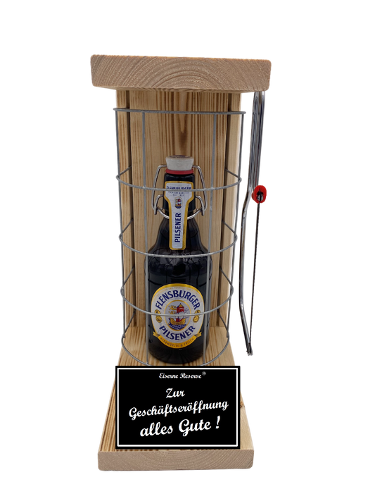 Flensburger Pilsener Eiserne Reserve Gitterkäfig Geschenk zur Geschäftseröffnung