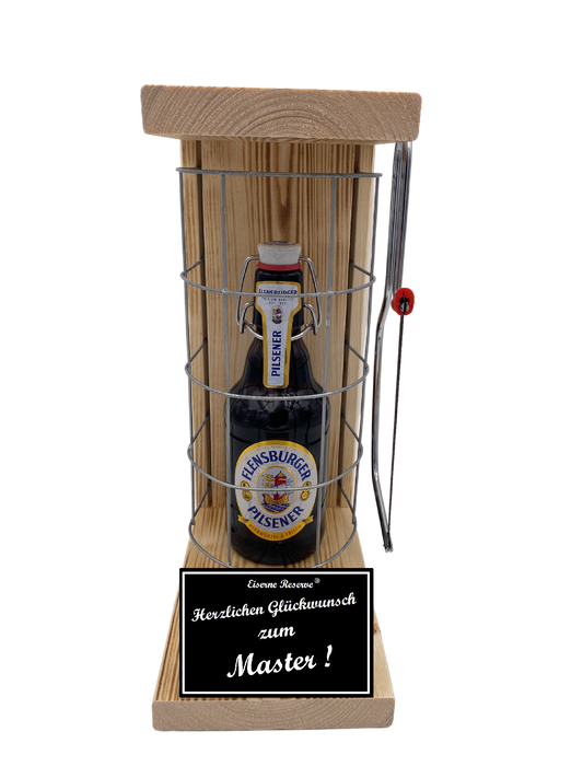 Flensburger Pilsener - Geschenk zum Master - Eiserne Reserve Gitterkäfig