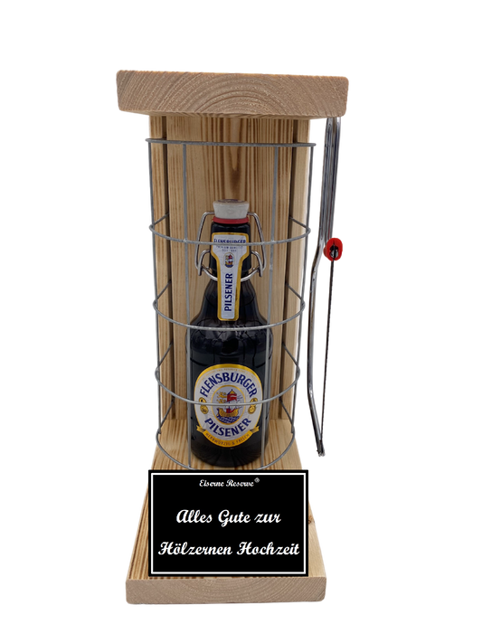 Flensburger Pilsener Eiserne Reserve Gitterkäfig Geschenk zur Hölzernen Hochzeit