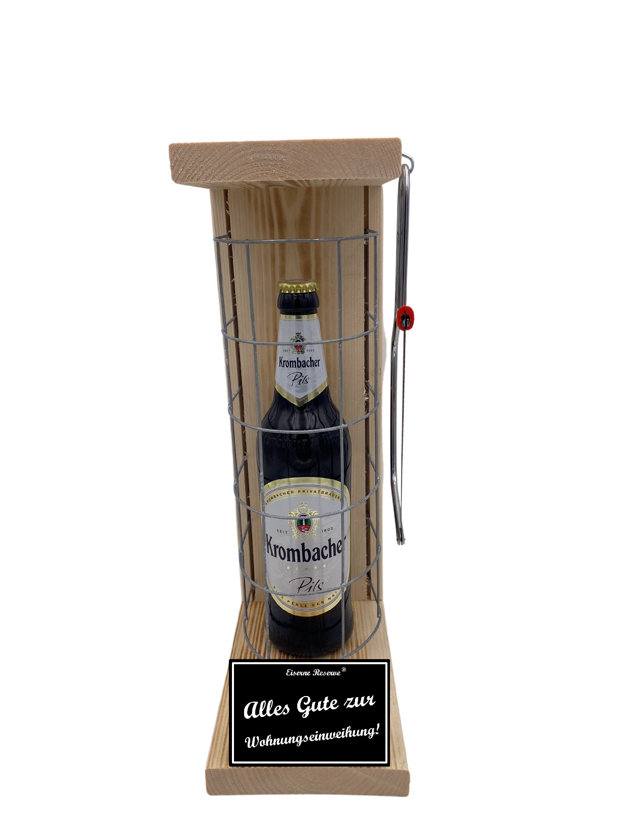 Krombacher Pils Eiserne Reserve Gitterkäfig Geschenk zur Wohnungseinweihung