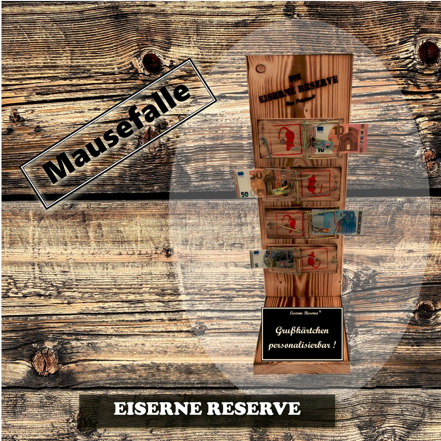 Personalisierte Geschenke Eiserne Reserve Mausefalle - mit Namen - Geldgeschenk