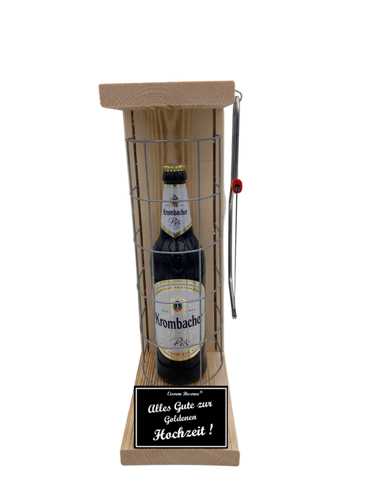 Krombacher Pils Eiserne Reserve Gitterkäfig Geschenk zur Goldenen Hochzeit