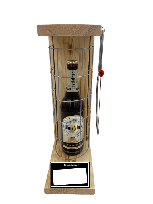 Warsteiner Pilsener Eiserne Reserve Gitterkäfig Geschenk mit eigenem Text