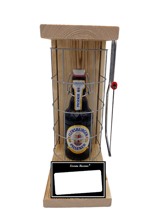 Flensburger Pilsener Eiserne Reserve Gitterkäfig Geschenk mit eigenem Text