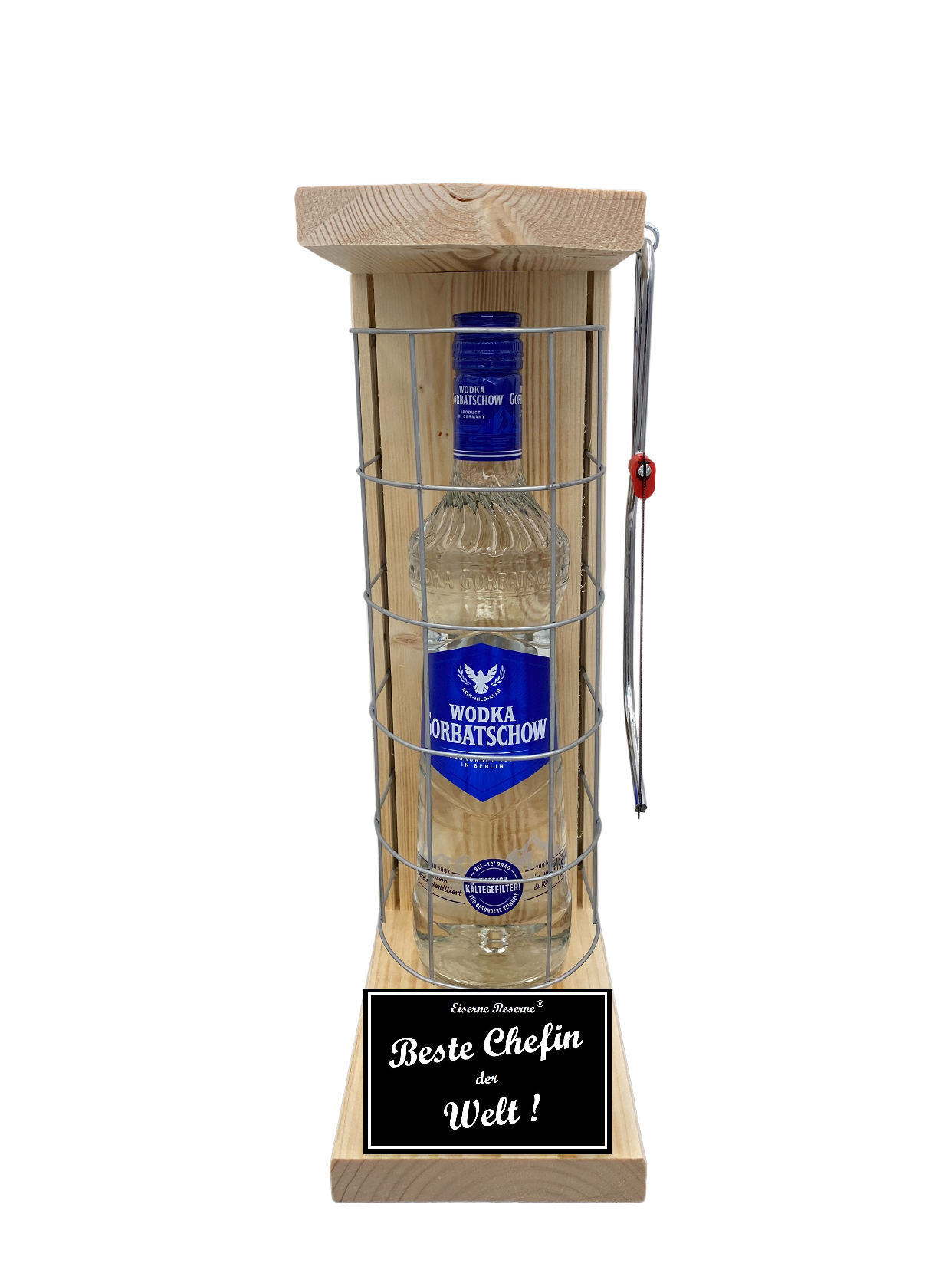 Wodka Eiserne Reserve Gitterkäfig Geschenk für Chefin