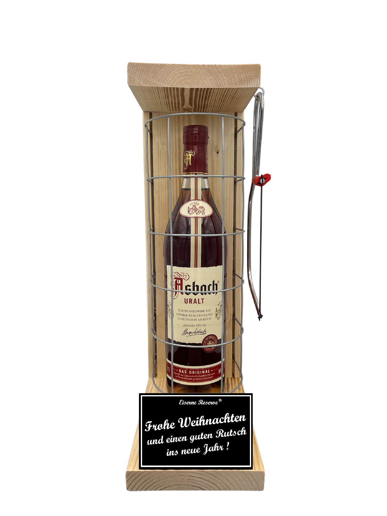 Asbach Uralt Eiserne Reserve Gitterkäfig Geschenk Weihnachten / Neujahr