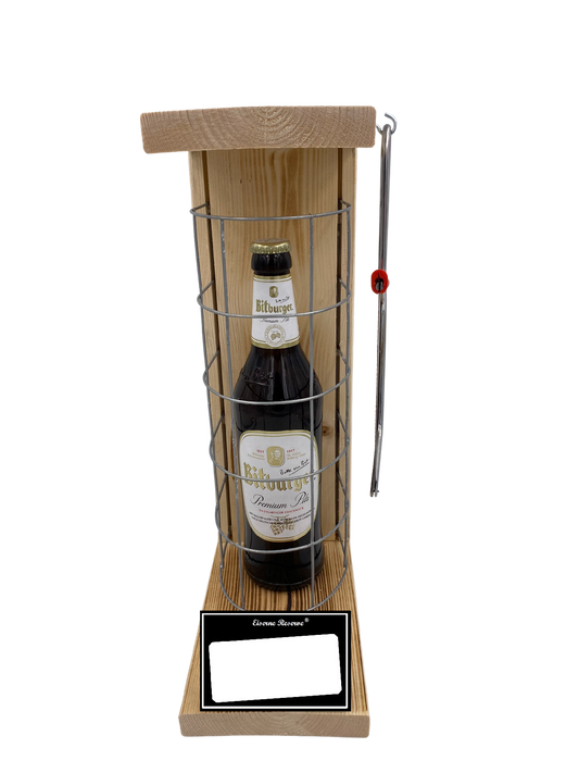 Bitburger Pils Eiserne Reserve Gitterkäfig Geschenk mit eigenem Text