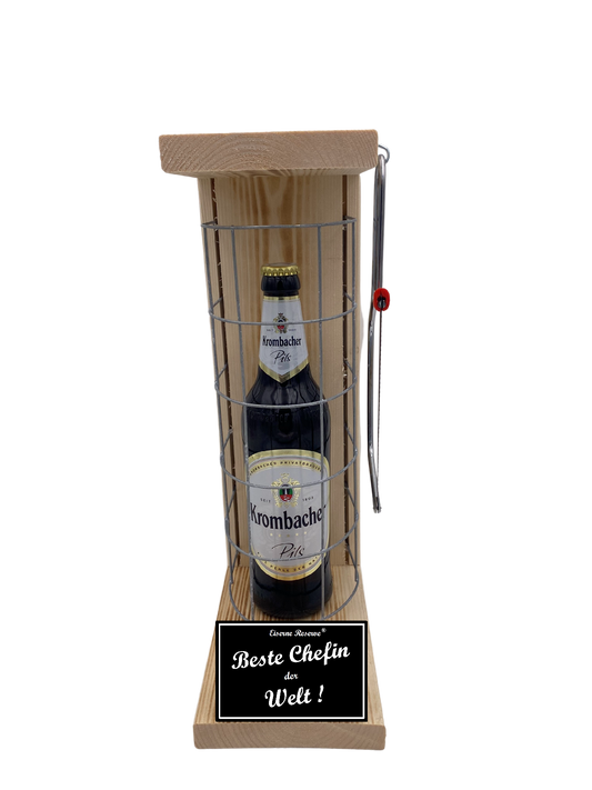 Krombacher Pils Eiserne Reserve Gitterkäfig Geschenk für Chefin